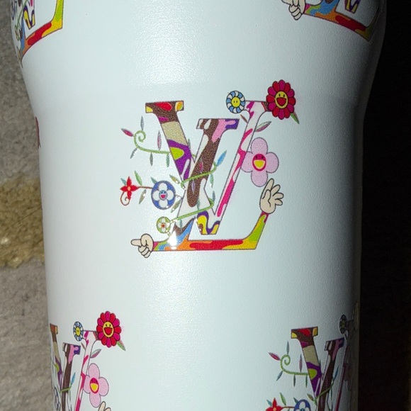 Stanley Louis Vuitton White 30oz Tumbler with Colorful Floral Design - Picture 4 of 5